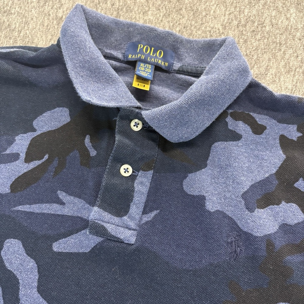 Ralph Lauren Polo Shirt Boys Youth XL Camo Cotton Short Sleeve Army Military